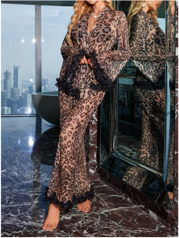 Sexy Mesh Leopard Print Lingerie Set for Women – Sheer Transparent Bra & Panty Set