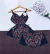 Floral Lace Nightwear Set for Women – Soft Camisole Top & Shorts