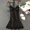 Women's Sexy Silk Nightgown – Lace Satin Babydoll Summer Sleepwear with Chest Pad