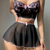Women’s Backless Embroidered Erotic Lingerie Two-Piece Set