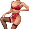 Heavy Embroidery Sexy Lingerie Set – Hollow-Out Transparent Splicing with Stockings for Women