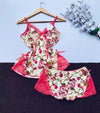 Floral Lace Nightwear Set for Women – Soft Camisole Top & Shorts