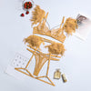 Feather Chain Lace Lingerie Set for Women – Sexy Transparent Mesh Babydoll with Strappy Chain Detail, Sheer Nightwear Sleepwear