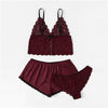 Army Green Sexy Floral Lace Cami Lingerie Set Burgundy Women Bra And Brief Sets Wireless Sexy Underwear Bra Set