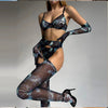 Tie-Dye Colorful Mesh Lingerie Set for Women – Sexy Five-Piece Small Bust Gathering Nightwear