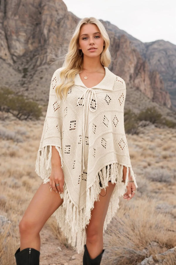Tassel Hem Knit Cover Up