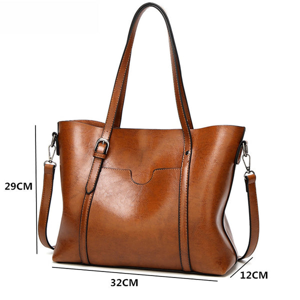 Women bag Oil wax Women's Leather Handbags Luxury Lady Hand Bags With Purse Pocket Women messenger bag