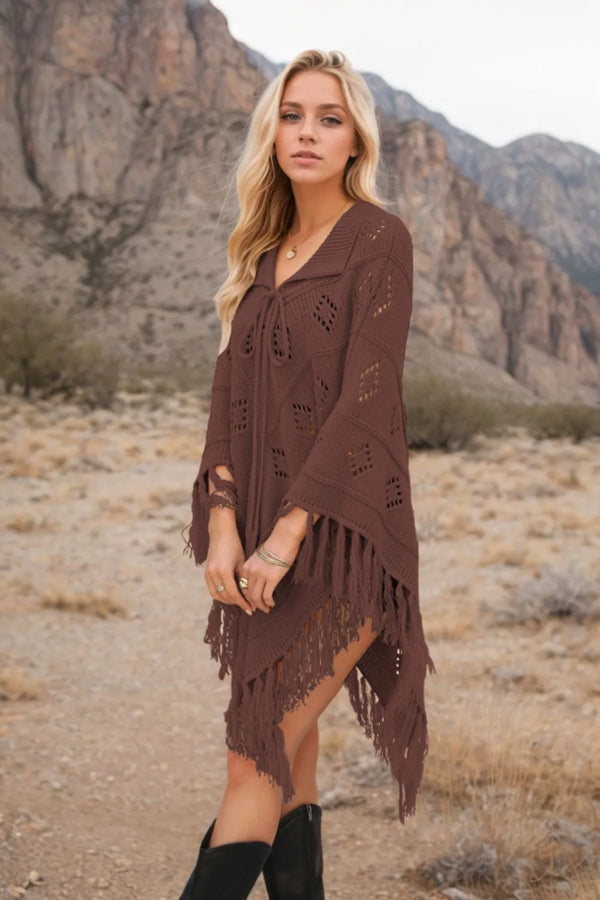 Tassel Hem Knit Cover Up