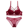 Classic Bandage Black Bra Set Push Up Brassiere Thick Cotton Underwear Set Sexy Bras Lace Embroidery Gather Women Lingerie Sets