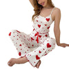 Women’s Striped Heart Strap Nightwear – Cross-border Hot Selling Two-Piece Long Pants Homewear Set