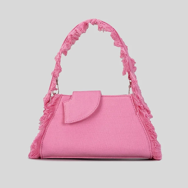 Fashion Trimmings Denim Women Handbags Designer Wide Strap Shoulder Bag Luxury Blue Armpit BagsSmall Tote Female Purse