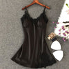 Women's Sexy Silk Nightgown – Lace Satin Babydoll Summer Sleepwear with Chest Pad