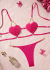 Luxury Pink Heart Chain Lingerie Set | Romantic French Style | AYEMOSH