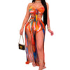 European & American Summer Style Printed Sexy Tube Top Two-Piece Set for Women