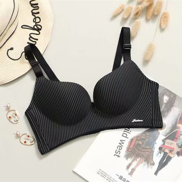 High-End Romantic Bra Set for Women – Striped Push-Up Seamless Lingerie Set