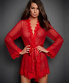 Plus Size Lace Trim Robe – Luxury Mesh Kimono Nightdress, Sexy Seductive Lingerie for Women