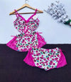Floral Lace Nightwear Set for Women – Soft Camisole Top & Shorts