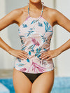 European and American Sexy Printed Oversized Women's Swimwear Tankini Split Body Swimwear Sleeveless Swimwear