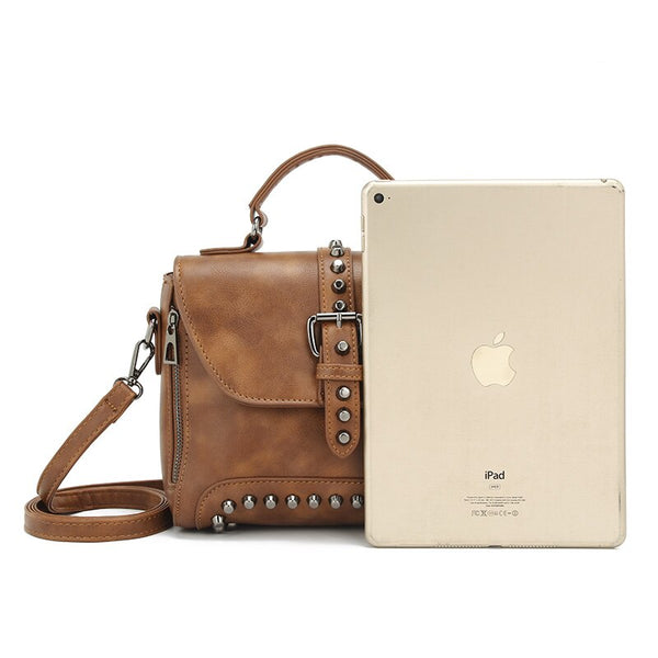 White Vintage Oil Leather Luxury Handbags Women Bags Designer Crossbody Bags For Women Rivet Small Ladies Hand bag