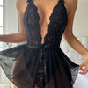 Fashionable and sexy lingerie with transparent lace backless jumpsuit