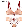 Palace Tassel Push-Up Lace Bra & Panty Set for Women – Thick Cotton Padded Brassiere, Embroidered Sexy Lingerie Underwear Set