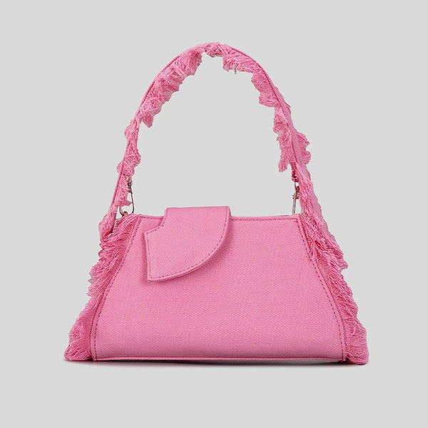 Fashion Trimmings Denim Women Handbags Designer Wide Strap Shoulder Bag Luxury Blue Armpit BagsSmall Tote Female Purse