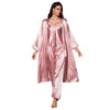 Danni Lin Simple Casual Sleepwear Robe Nightgown Sexy Strap Shorts Three-piece Set Homewear