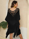 Women's hand hook patchwork ruffle edge beach skirt bikini outer cover shirt
