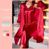 Comfortable Wearable at Home Camisole Shorts Robe Three-Piece Set