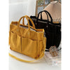 Autumn Winter Multi-Pocket Thick Corduroy Simple Commuter Tote Student Leisure Literary Handbag Shoulder Bag