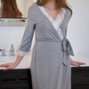 Fashion Ruffled Three-Quarter Sleeve Maternity Dress Robe Nightwear for Women