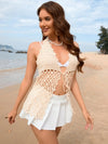 New hollowed out beach vacation knitted hooded jacket beach skirt