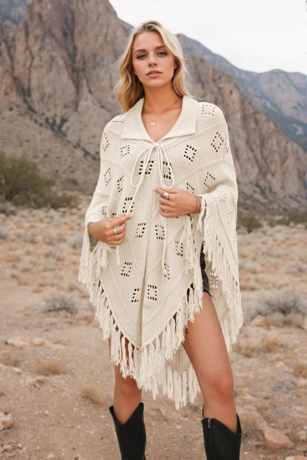 Tassel Hem Knit Cover Up