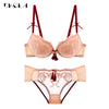 Palace Tassel Push-Up Lace Bra & Panty Set for Women – Thick Cotton Padded Brassiere, Embroidered Sexy Lingerie Underwear Set