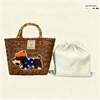 Large capacity sausage dog hand woven cabbage basket rattan woven handbag office miscellaneous carry bag picnic women's bag