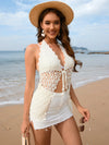 New hollowed out beach vacation knitted hooded jacket beach skirt