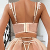 Lingge Embroidery Sexy Strap Mesh Puff Skirt Sexy Underwear Set