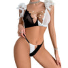 Feather Chain Two-Piece Lingerie Set for Women – Contrast Lace Patchwork Mesh Sexy Outfit