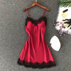 Women's Sexy Silk Nightgown – Lace Satin Babydoll Summer Sleepwear with Chest Pad