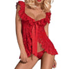 Sexy Lace Lingerie Dress Women Homewear Night Gown with G-String Panties Sleepwear Set