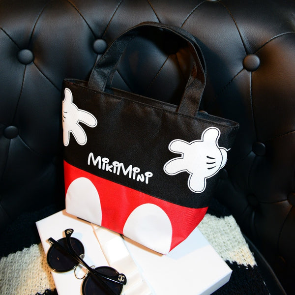 Disney fashion trend handbags casual small bag mickey mouse portable canvas bag handcuffs bag lunch box bag