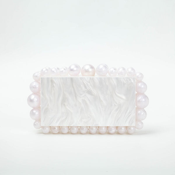 Women Clear Acrylic Box Evening Clutch Bags For Wedding Party Luxury Gold Foil Beads Purses And Handbags Designer High Quality