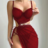 Women’s Summer Red Crop Top & Slit Skirt Lingerie Set – Sexy & Trendy