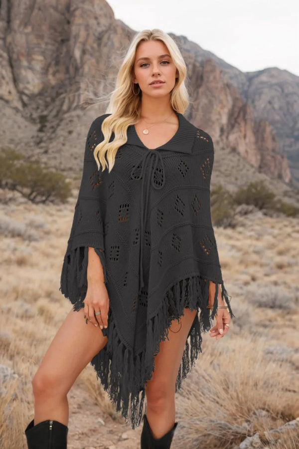 Tassel Hem Knit Cover Up