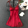 Women's Sexy Silk Nightgown – Lace Satin Babydoll Summer Sleepwear with Chest Pad