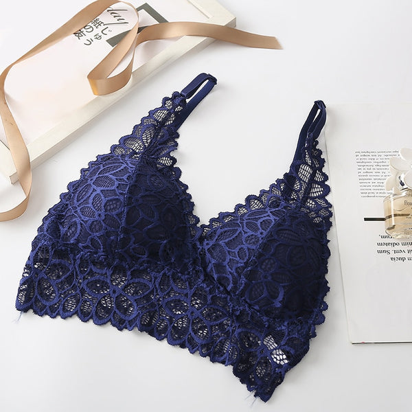 Lace Sexy Lingerie Wireless Bra For Women Padded Push Up Bralette Female Brassiere Summer Soft Backless Fashion Bras Underwear