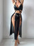 Sexy patchwork mesh perspective lingerie set for women
