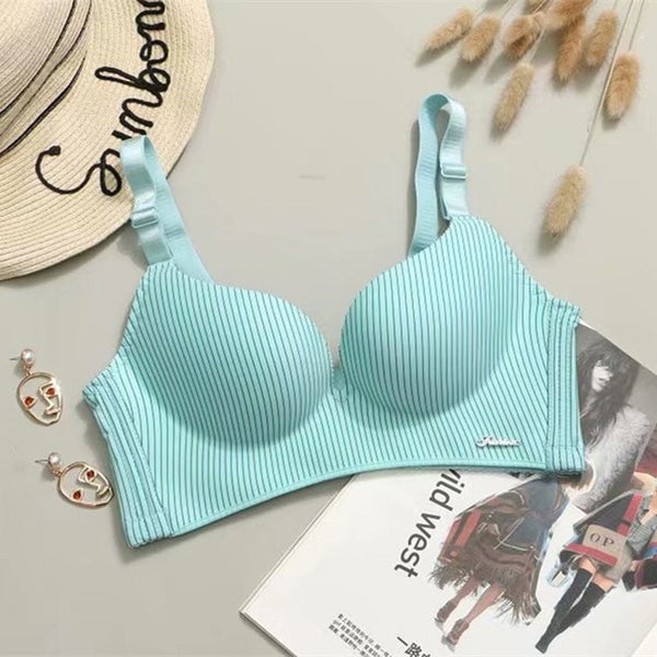 High-End Romantic Bra Set for Women – Striped Push-Up Seamless Lingerie Set
