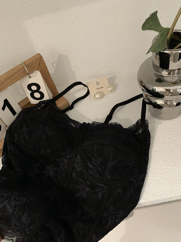 Pure Desire Style Sexy Strap Top for WomenWaistline Lace Back with Padded Soft Fleece Top