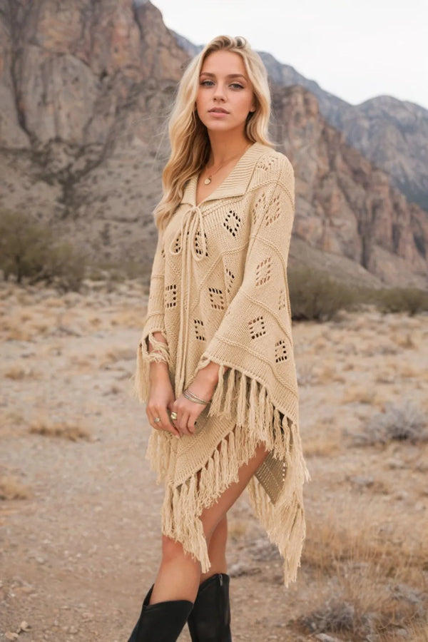 Tassel Hem Knit Cover Up